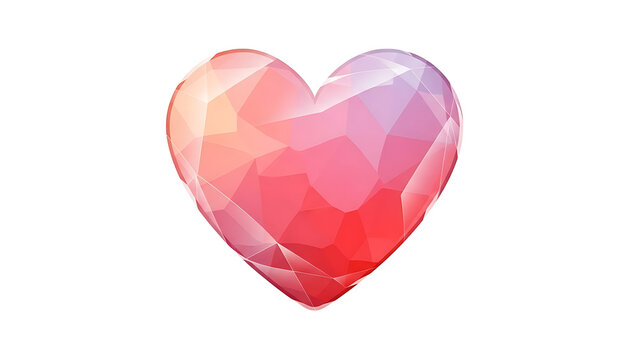 Low Poly Heart with Pink and Purple Gradient isolated on a transparent background