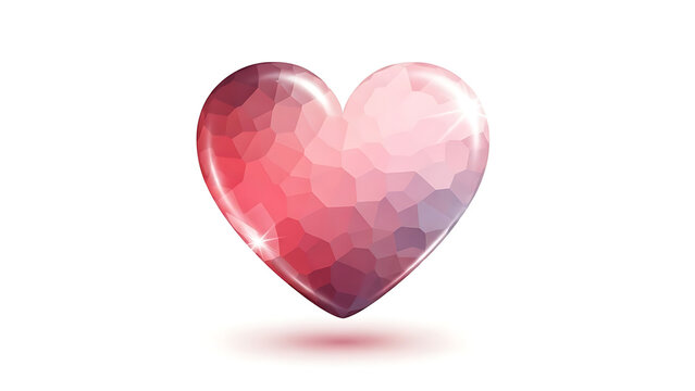 Pink and purple heart with geometric pattern isolated on a transparent background