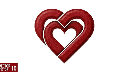 Obraz premium Red leather heart with inner heart cutout isolated on a transparent background