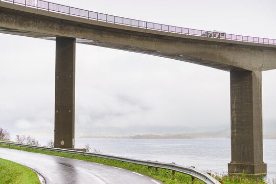 Bridge over fjord, Lofoten islands Norway
