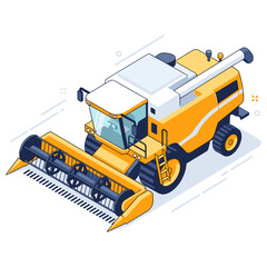 Obraz premium Yellow agricultural combine harvester illustration with modern design. No editable stroke