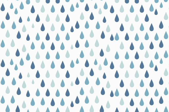Seamless pattern of blue and teal water droplets a white background rain drops
