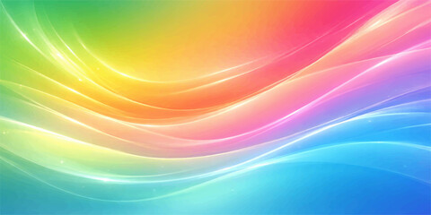 Abstract rainbow background with colorful waves and artistic motion blur featuring bright blue green and yellow light patterns for a modern wallpaper backdrop