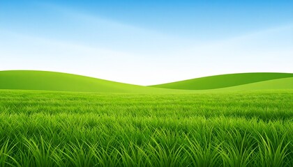 Vibrant green rice field landscape under clear blue sky summer agriculture nature
