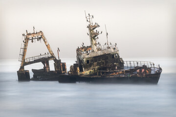 Abandoned Shipwreck Rusting in the Atlantic Ocean along the Skeleton Coast Namibia © matteo