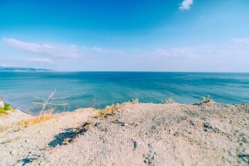 Empty hilltop over sea