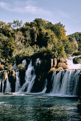 Naklejka premium Waterfalls in Krka National Park, Croatia