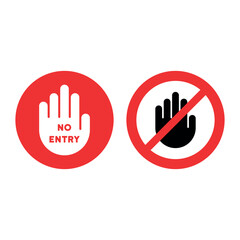 No entry hand warning sign. Vector illustration