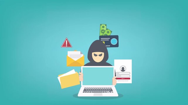 Hacker activity concept background. 4K video animation of hacker activity concept background 
