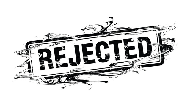 Rejection: A bold REJECTED stamp conveys the stark reality of denial and the sting of unacceptance.