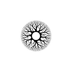 Abstract Tree Branch Circle Logo, Organic Growth, Nature Symbol, Radial Design
