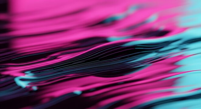 Abstract Swirls of Pink and Teal Liquid Flowing with Dynamic Movement.