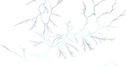 Obraz premium blue electric lightning energy burst, glowing plasma bolts, soft fog, vfx effect, isolated on transparent background, high detail, digital energy wave, bright white and blue light