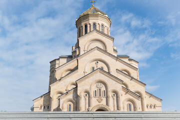 Fototapeta premium The Holy Trinity Cathedral of Tbilisi, commonly known as Sameba Cathedral. Tbilisi Holy Trinity Cathedral, Georgian Orthodox Church .