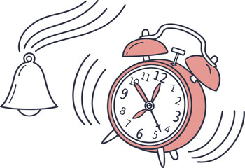 Alarm Icon &ndash; Minimal Outline Clock with Bells for Alerts and Reminders