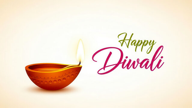 A traditional diwali lamp with a happy diwali message