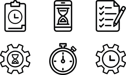 Time Management and Productivity Line Icon Set