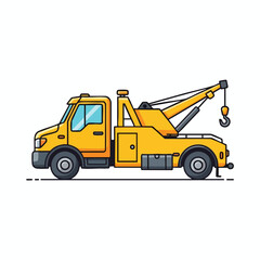 Fototapeta premium Yellow Tow Truck with Crane for Vehicle Recovery and Roadside Assistance