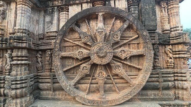 Ancient Indian architecture at Konark Sun Temple. This historic temple was built in 13th century and is a world heritage site.