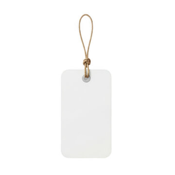 A blank white tag with a string attached to it. isolated on transparent background
