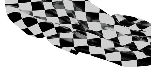 Obraz premium Dynamic image of a waving black and white checkered flag. Ideal for racing and competition themes, finish line, winner,