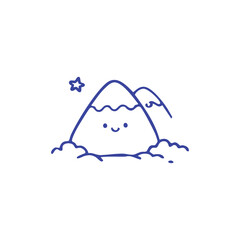 Happy Cartoon Mountain Landscape with Star