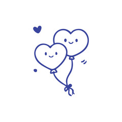 Couple Heart Balloons Illustration
