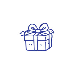 Hand Drawn Gift Box with Ribbon
