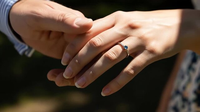 A gentle hold: a symbol of love and commitment captured in a close-up shot of interlocked hands