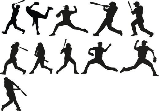 silhouettes of baseball player
