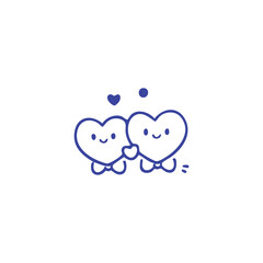 Cute Cartoon Hearts Holding Hands
