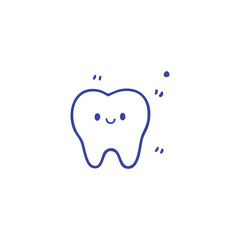 Cartoon Tooth with Smiling Face