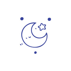 Simple blue crescent moon and star illustration