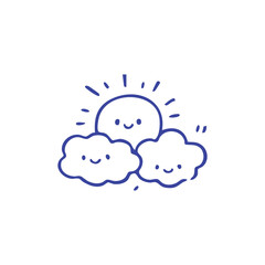 Simple Smiling Sun and Clouds Illustration