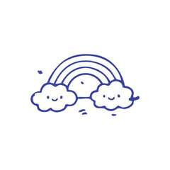 Smiling Clouds and Rainbow Illustration