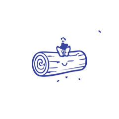 Man Sitting on a Log with a Happy Expression