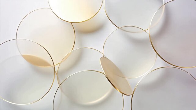 Abstract gold and white circular forms