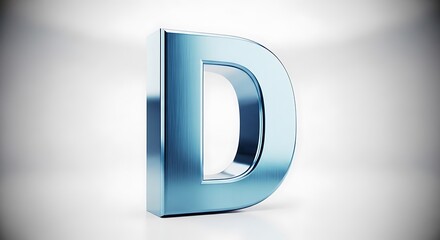 Large Metallic Letter D on White Background.