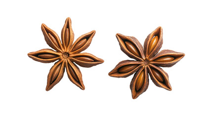 Two star anise spices on a transparent background