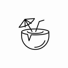 Fototapeta premium coconut cocktail umbrella icon sign vector
