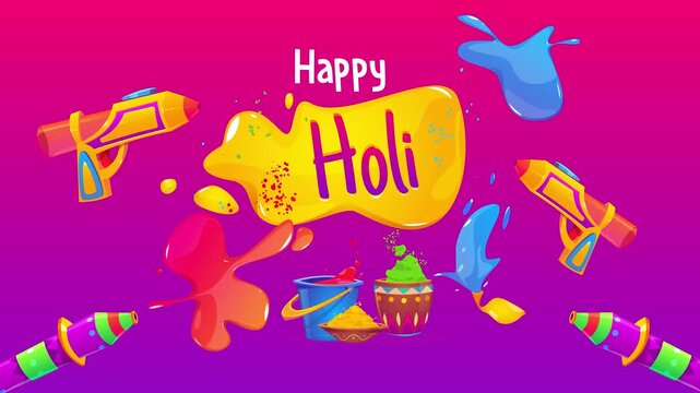 Happy Holi. Holi Wish video with vibrant and colorful background along with color splash.