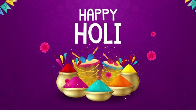 Happy Holi. Holi Wish Video with vibrant and colorful background along with color splash.
