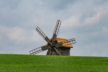 Old Wooden Windmill at Pyrohiv Open-Air Museum, Ukraine