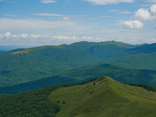 Obraz premium View of the meadows in the Bieszczady Mountains