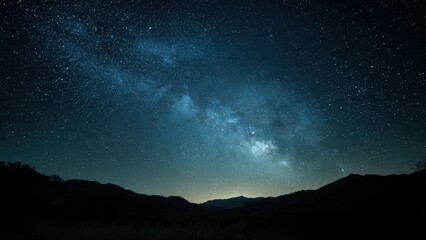 Milky Way Over Dark Mountains
