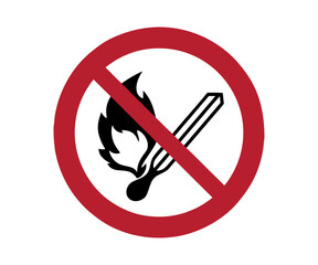 No open flame sign symbol icon. ISO 7010 P003 No open flame standard. Fire, open ignition source and smoking prohibited vector design and illustration.
