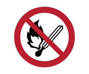 Fire, open ignition source and smoking prohibited vector illustration on transparent background. 

