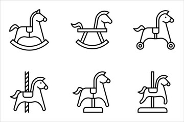 Horse toy icon set. Thin line flat vector related icon for web design. vector illustration on white background
