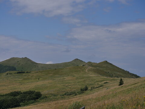 View of the meadows in the Bieszczady Mountains