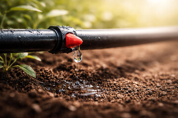 Close Up Drip Irrigation System for Efficient Water Management